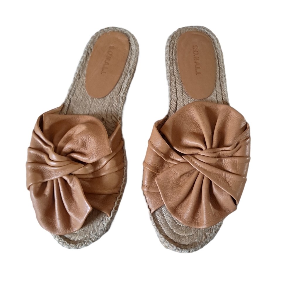 Super cute Leather Bow Sandal Slides
